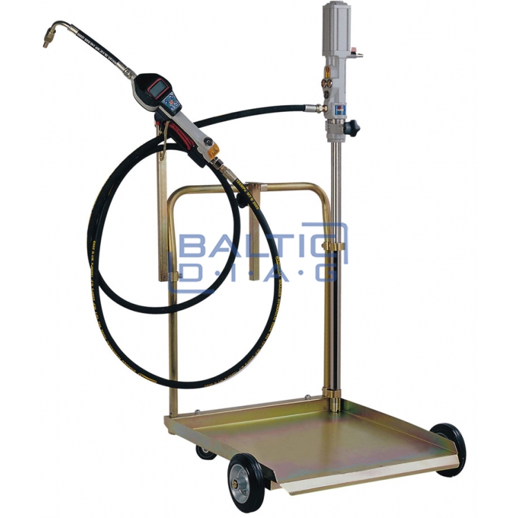 Grease pump pneumatic for liquid grease with wheels for 180 - 200 kg barrels