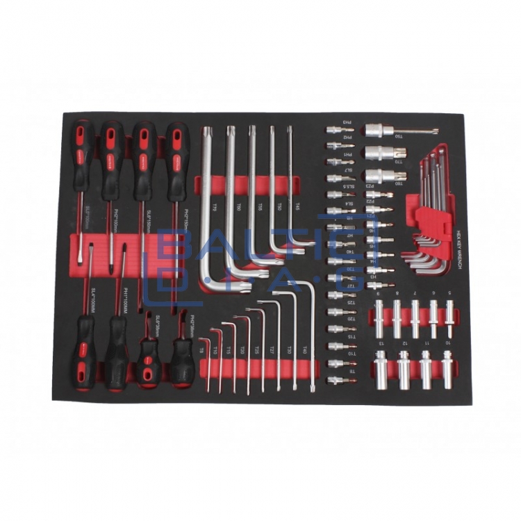 Professional tool trolley with tools, 7 drawers, 319 pcs