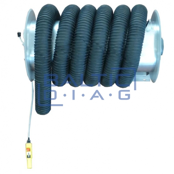 Hose reel with electric rewind for exhaust gas extraction WORKY GER+10010