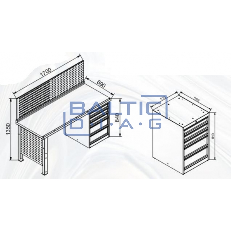 Desktop set Profi with drawers