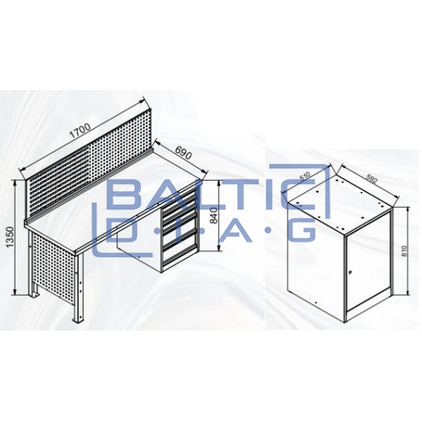 Workbench set Profi with cabinet Gude