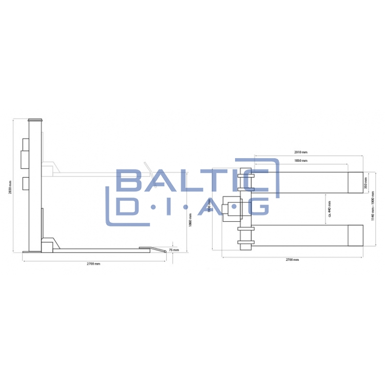Vienos kolonos keltuvas Weber Monolift 1000
