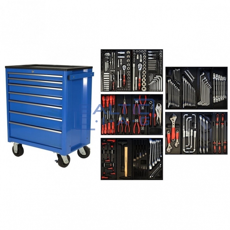 Tool trolley with 269 tools, 7 drawers