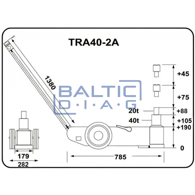 Pneumatic-hydraulic jack 40t / 20t