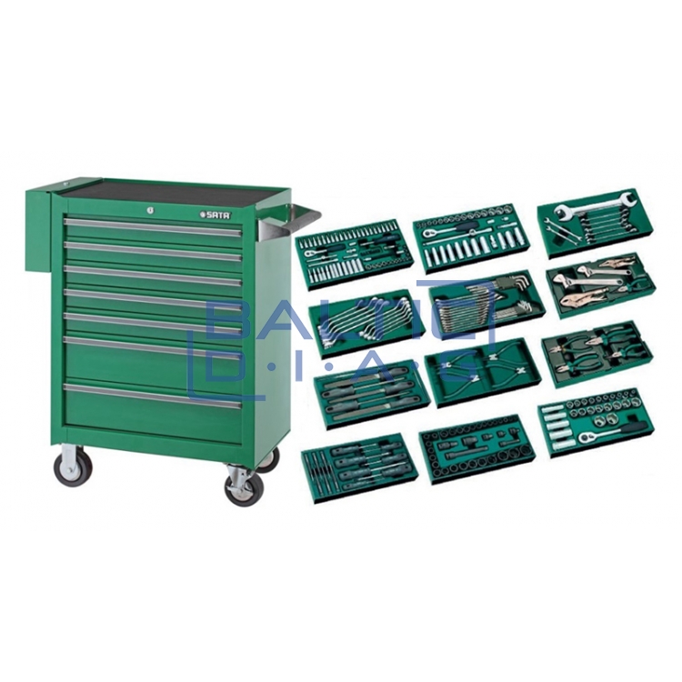 Tool cabinet with tools, with wheels, 246pcs.
