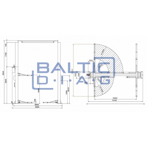 Electrohydraulic 2-post lift Weber Expert Series SJC-10XL - 4.5