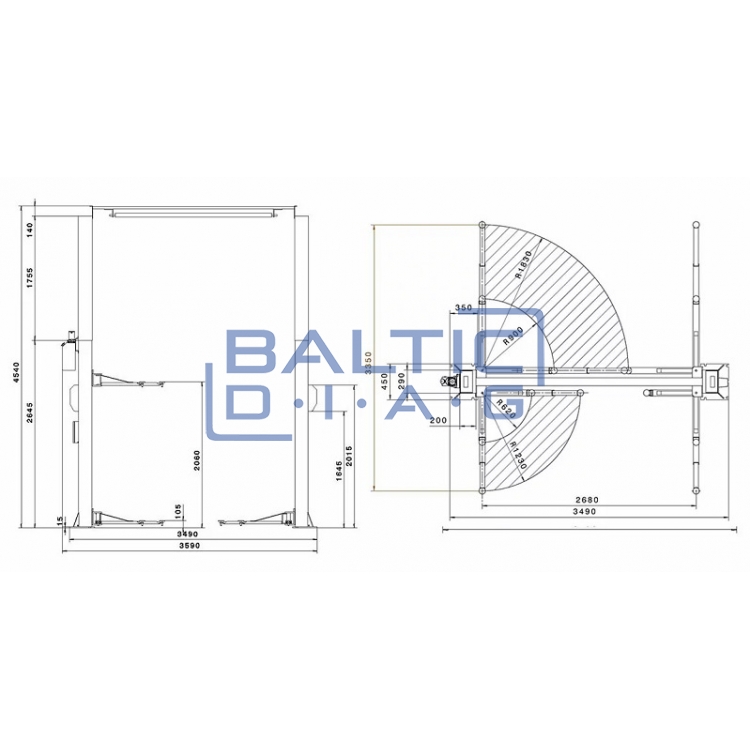 Elektrohidraulinis dviejų kolonų keltuvas Weber SJC-10XL - 4,5