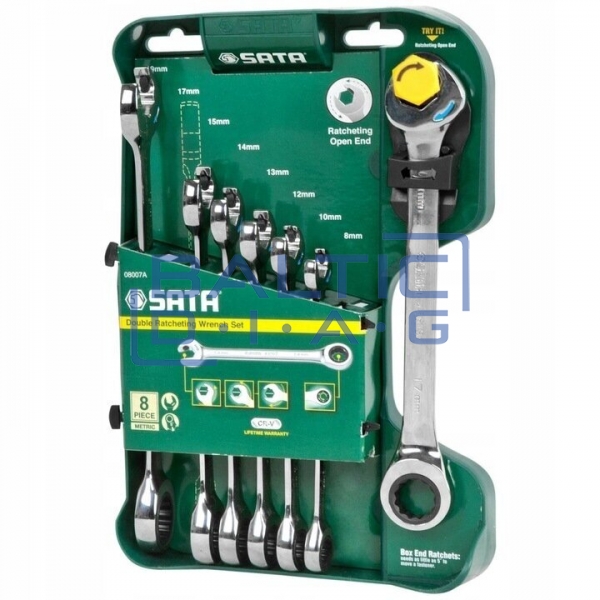 Combination ratchet wrench set 8 pcs (8–19 mm)