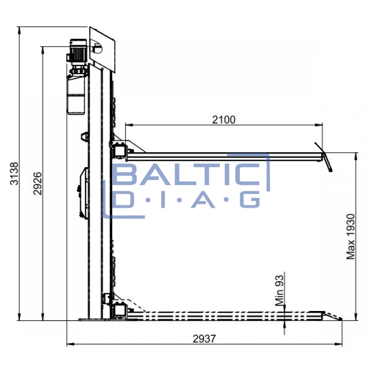 Elektrohidraulinis vienos kolonos keltuvas ATH-Single Lift 12PL