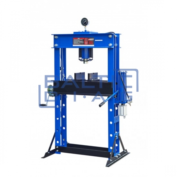 Hydraulic-pneumatic 40 ton workshop press with manometer