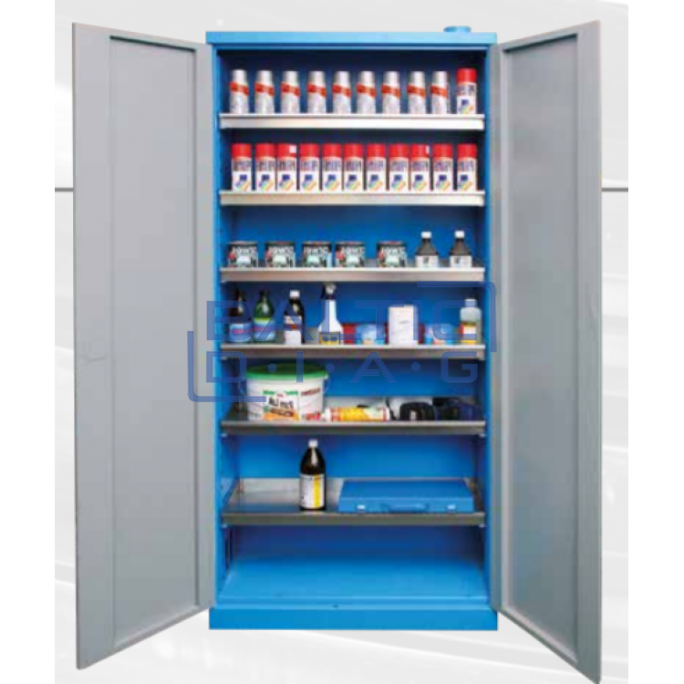 Work cabinet for chemical liquids with ventilation opening