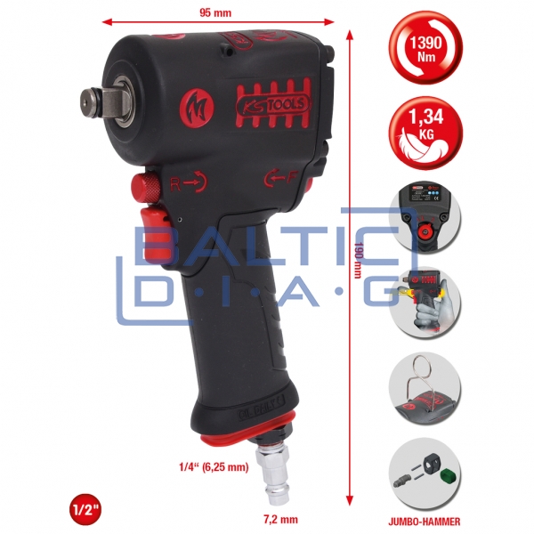 KS Tools 1/2 ”miniMONSTER мощная пневматическая ударная отвертка