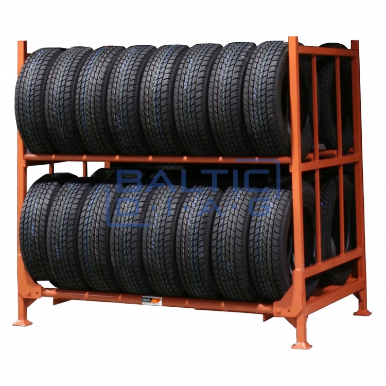 Folding and stacking tyre rack