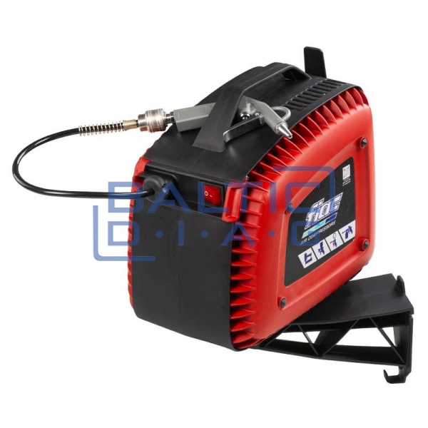Wall-mounted air compressor with hose reel