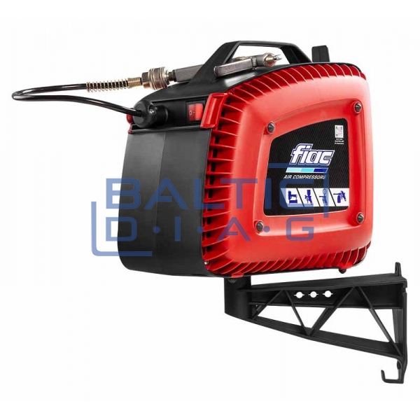 Wall-mounted air compressor with hose reel