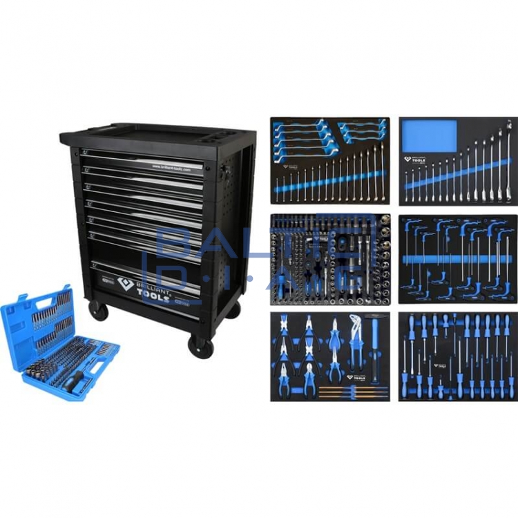 Įrankių vežimėlis su 7 stalčiais ir 473 įrankiais Brilliant Tools