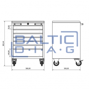 Mobile workshop cabinet with seven drawers Valkenpower