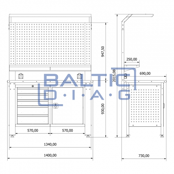 Workbench with Perforated Panel Valkenpower