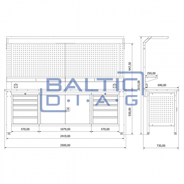 Workbench with perforated panel Valkenpower ver. 2