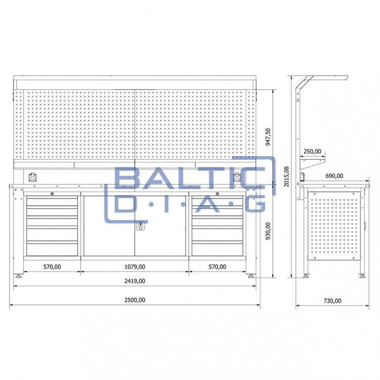 Workbench with perforated panel Valkenpower ver. 2