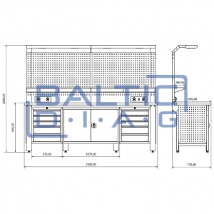 Workbench with fixed cabinets Bullram Valkenpower