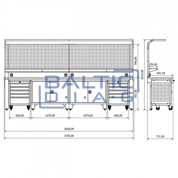 Workbench with perforated panel Valkenpower ver. 3