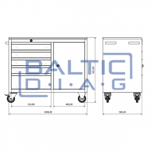 Tool trolley with 5 drawers and 1 door Valkenpower
