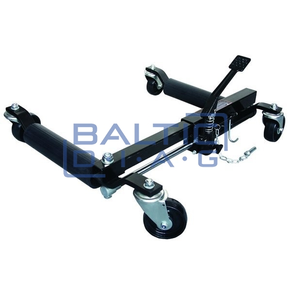 Hydraulic wheel positioning dolly for tires up to 12" wide