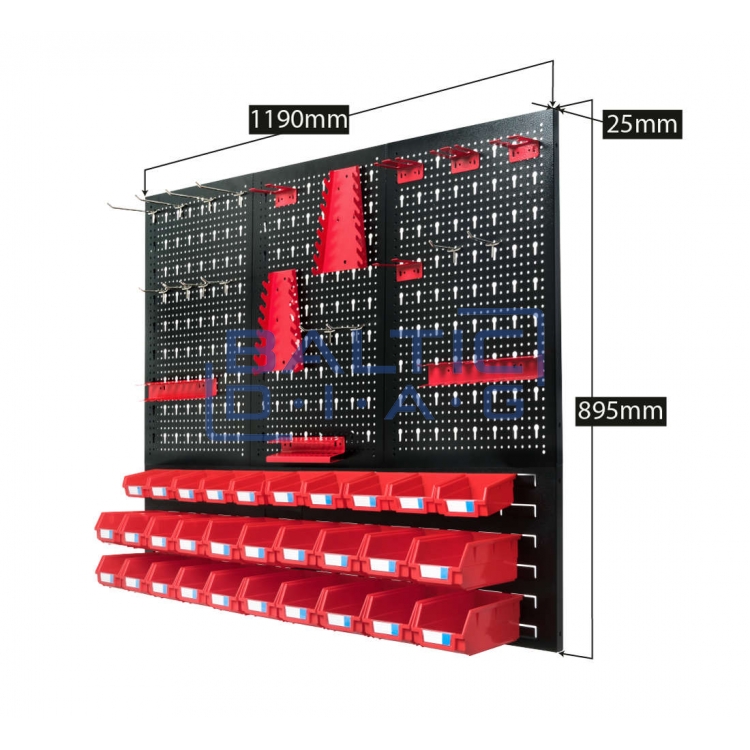 Подвесная перфорированная стенка для инструментов с 52 частями