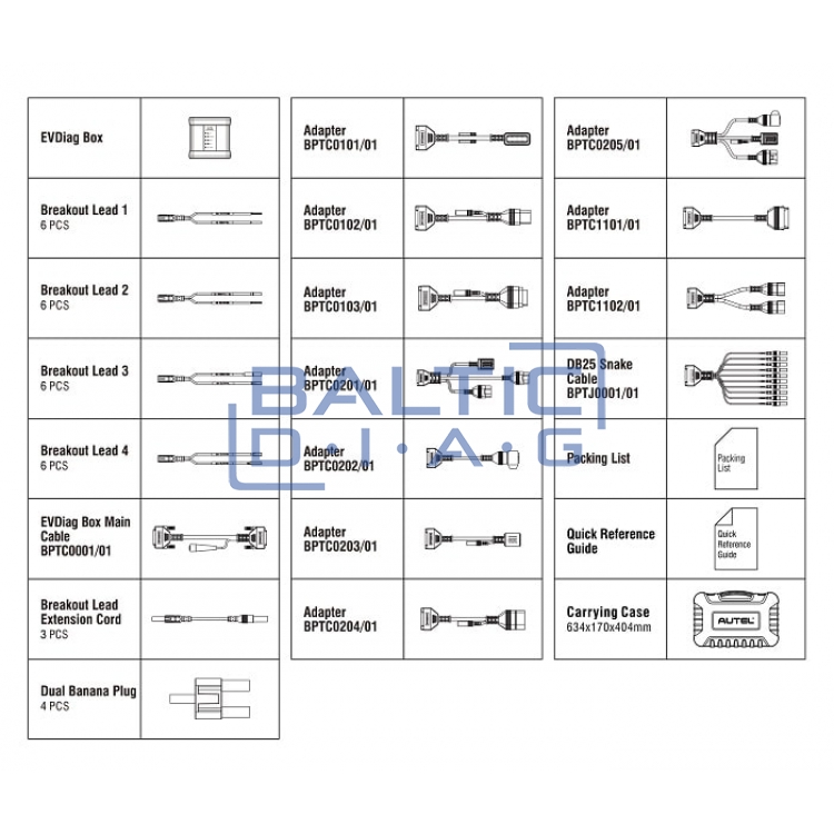 AUTEL EV diagnostikos priedų išplėtimo rinkinys
