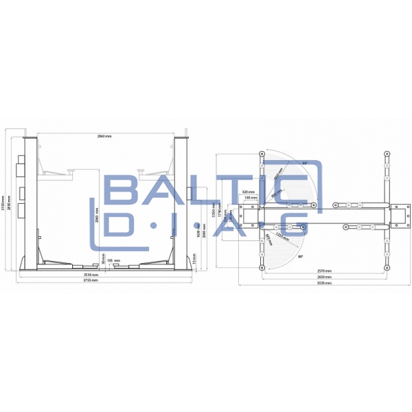 Electrohydraulic two post lfit Weber Expert SJC-10XL