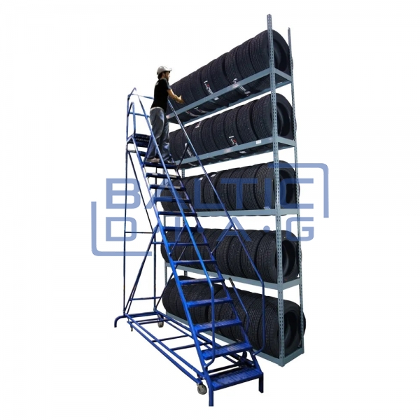 Mobile ladder for tire service 10-step