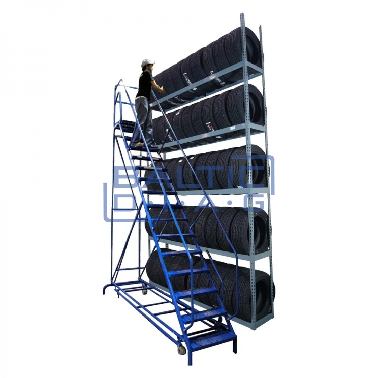 Mobile ladder for tire service 10-step