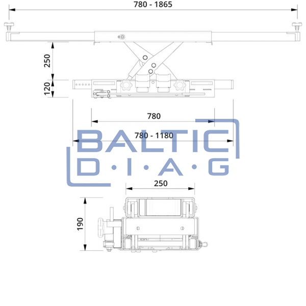 Пневмогидравлический подъемник оси AC Hydraulic SD20PHL-W 2.0т