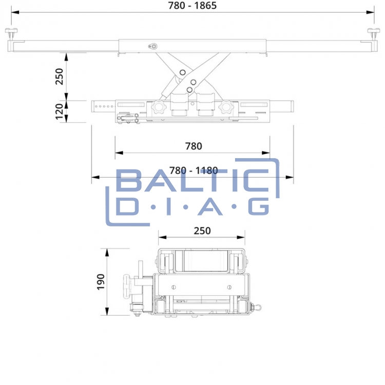 Pneumo-hydraulic axle lifter AC Hydraulic SD20PHL-W 2.0t