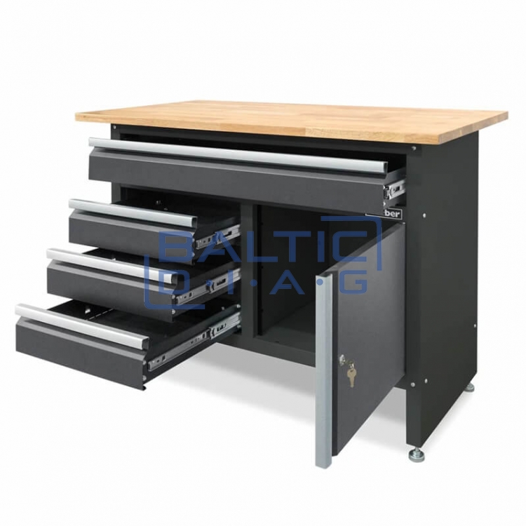 Compact workbench with 120 x 60 cm wooden worktop Weber