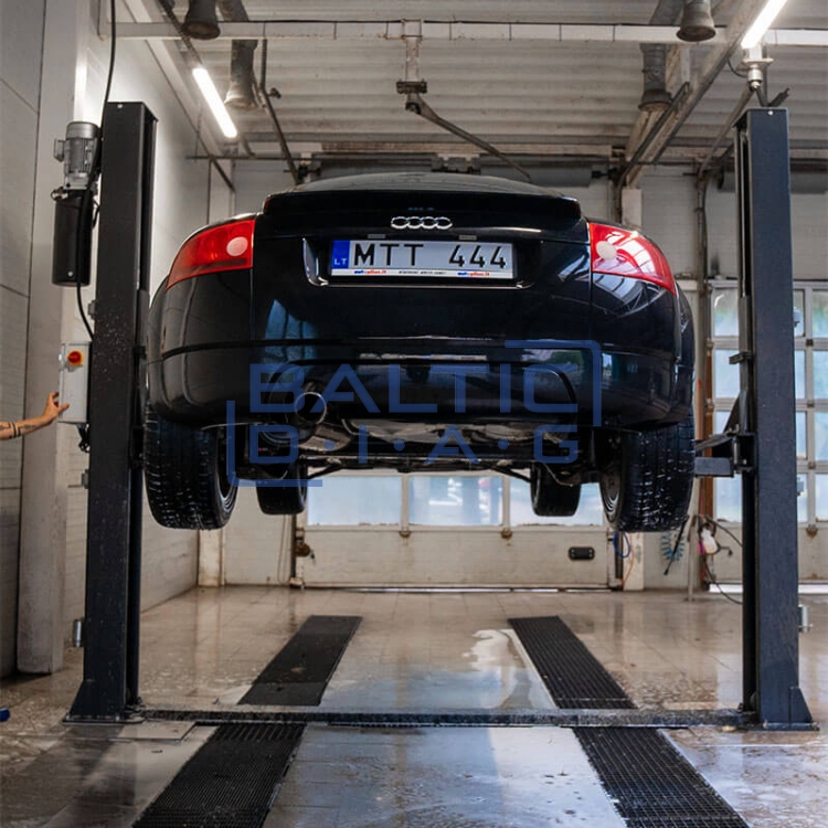 Dviejų kolonų keltuvas su elektromagnetiniu fiksavimu, 2 + 3 pakopų letenomis 4t BD-4000EL3