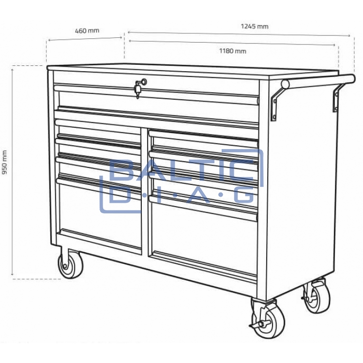 Mobile Workshop trolley with wooden worktop, 298 pieces