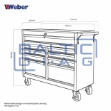 Mobile workshop trolley with 9 drawers and wooden worktop, filled with 298 tools