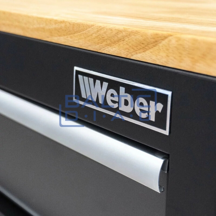 Mobile workshop trolley with 9 drawers and wooden worktop, filled with 298 tools