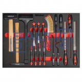 Mobile workshop trolley with 9 drawers and wooden worktop, filled with 298 tools