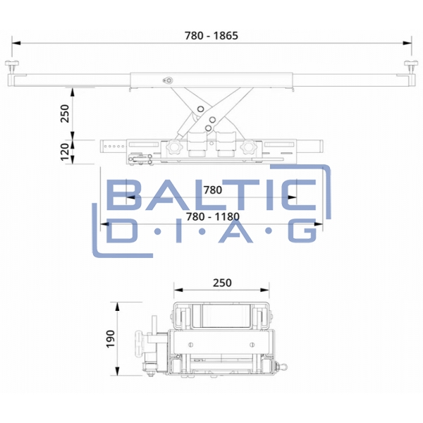 Extra wide hydraulic axle lift AC-Hydraulic 2.6 tons