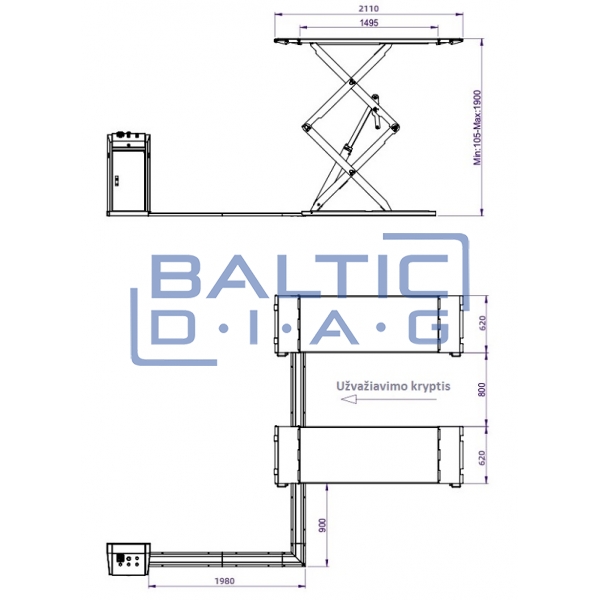 Dvigubas žirklinis keltuvas BD-S4DE, 3500 kg