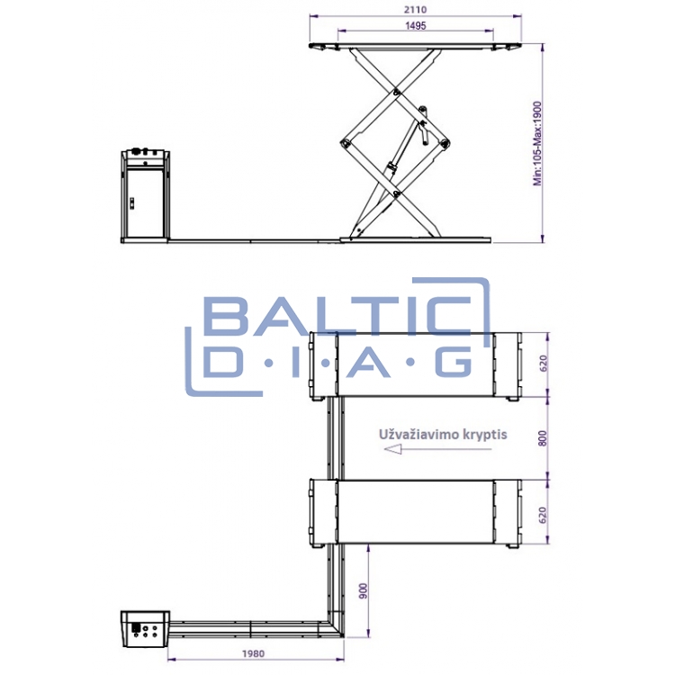 Двойной ножничный подъемник BD-S4DE, 3500 кг
