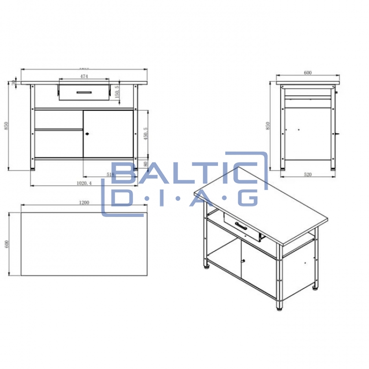 Jan Nowak desk with cabinet and drawer ERIC RED