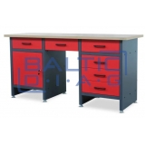 Jan Nowak desk with cabinet and drawers FRANK RED