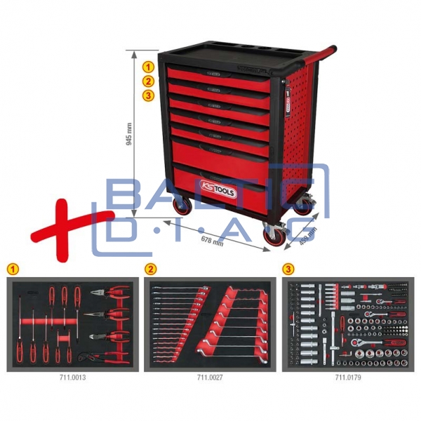 RACINGline tool trolley with 7 drawers and 215 tools