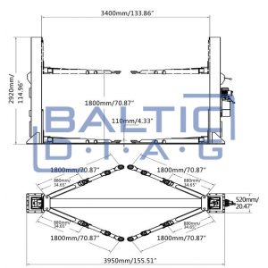 Two post lift for minibuses, 5T BD-5000M
