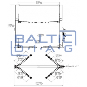 Two post lift for minibuses, 5T BD-5000VM
