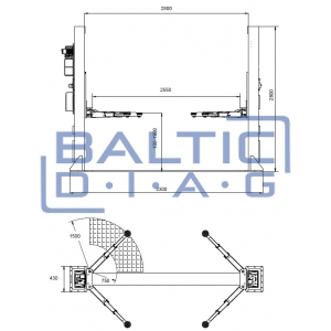 Double post lifter with electromagnetic safety locking, 3 + 3-steps arms 4t BD-4000EL33 Double post lifter with electromagnetic safety locking, 3 + 3-steps arms 4t BD-4000EL33